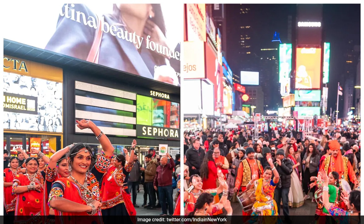 Indians Perform Garba At New York’s Times Square After It Gets UNESCO Tag