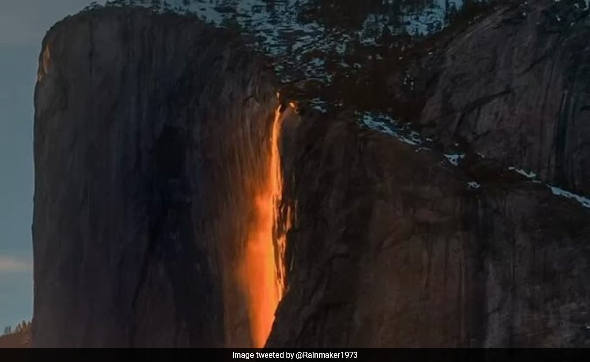 Yosemite Firefall Erupts In Fire, Viral Video Captures Rare Winter Illusion