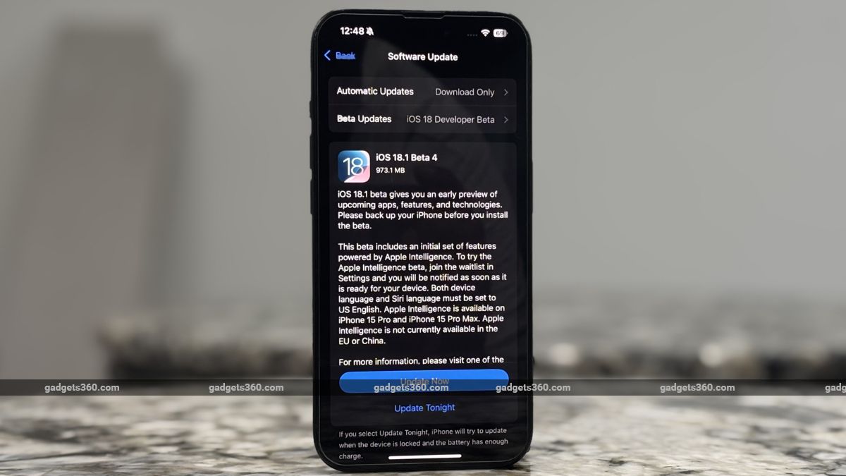 iOS 18.1 Developer Beta 4 Update for iPhone With Type to Siri Suggestions Rolls Out